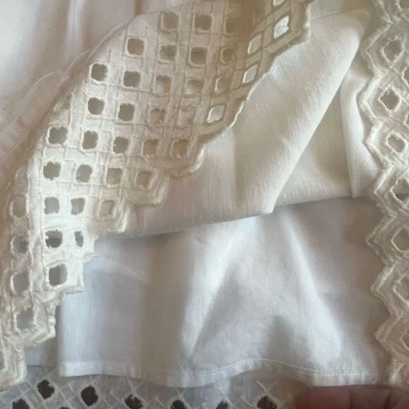 Maeve Eyelet Lace Trimmed Sundress Sz Small White Square Neck Pockets Lined - Picture 9 of 11